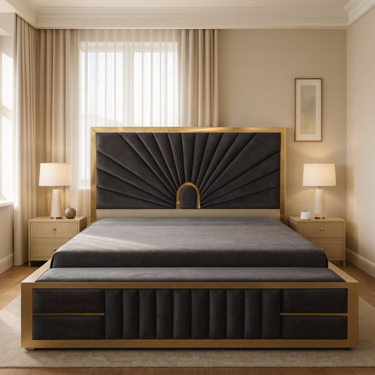 Luxury Fan-Pattern Upholstered Bed
