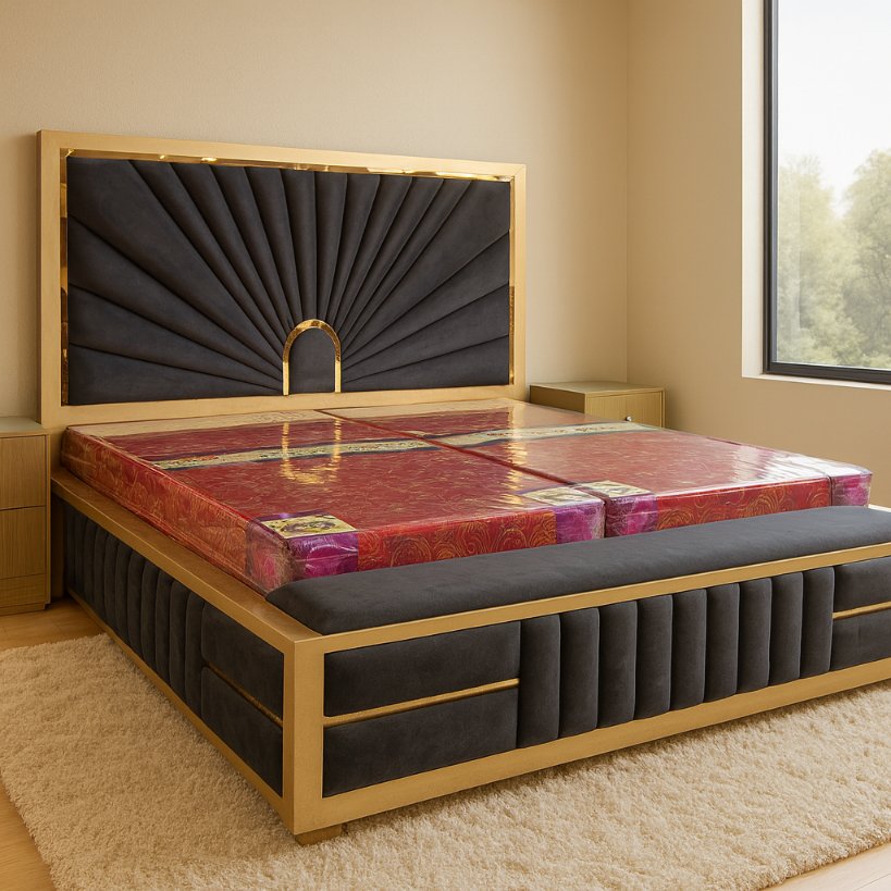 Luxury Fan-Pattern Upholstered Bed