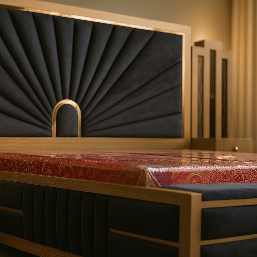 Luxury Fan-Pattern Upholstered Bed