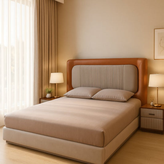 Luxury Upholstered Bed with Curved Panel Headboard