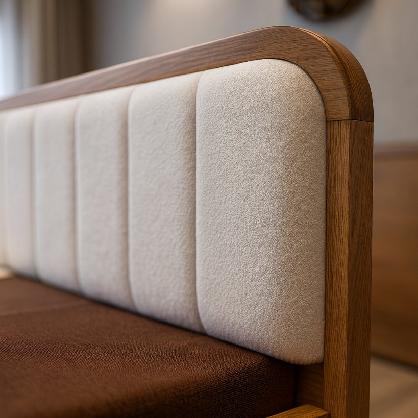 Modern Upholstered Bed with Vertical Channel Headboard