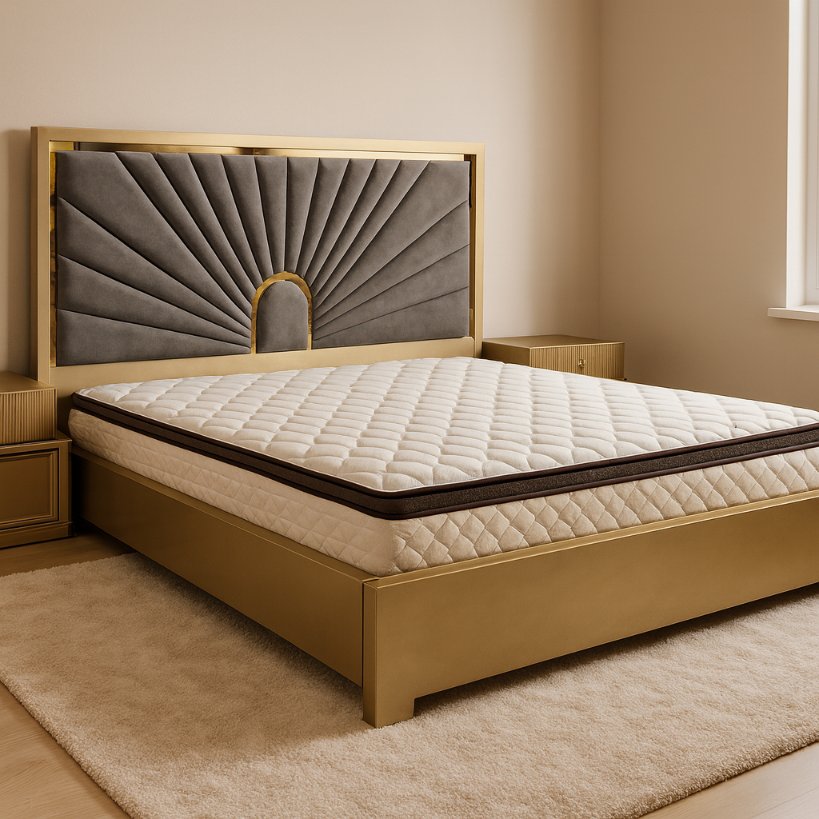Aurora Sunray Upholstered Bed with Metallic Frame