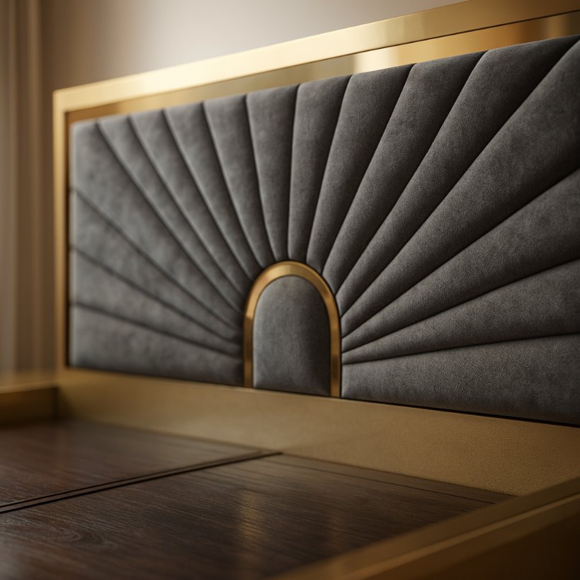 Aurora Sunray Upholstered Bed with Metallic Frame