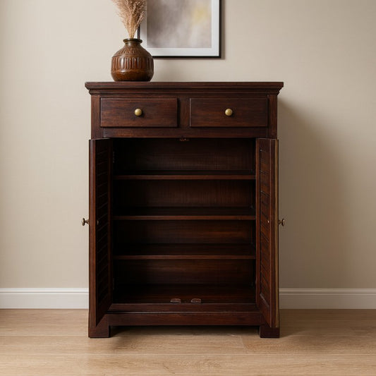 Solid Wood Shoe Rack with Storage Shelves