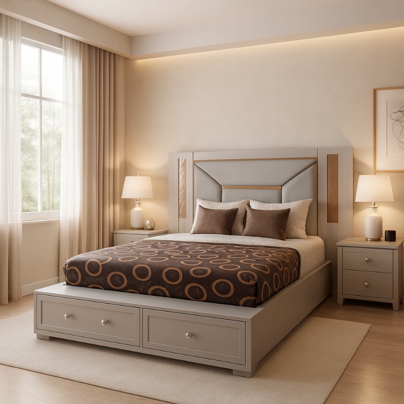 Elara Comfort Storage Bed with Designer Headboard