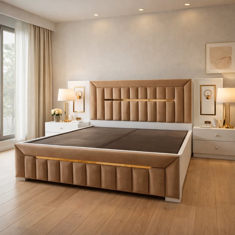 Velora Luxe Upholstered Bed with Vertical Panel Headboard