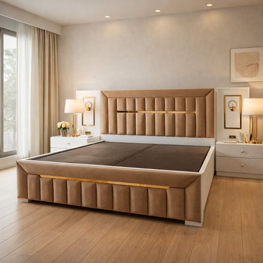 Velora Luxe Upholstered Bed with Vertical Panel Headboard