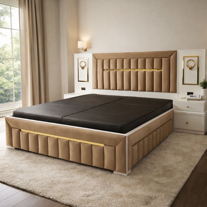 Velora Luxe Upholstered Bed with Vertical Panel Headboard