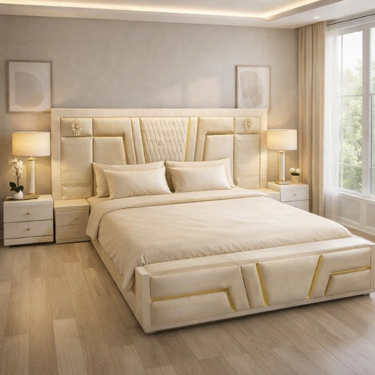 Ivoria Royale Luxury Upholstered Bed with Diamond Quilted Headboard
