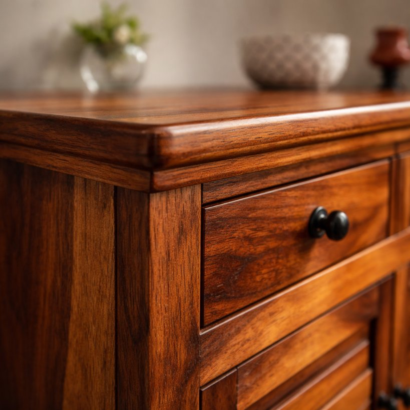 Aangan Solid Wood Shoe Rack with Louvered Doors & Dual Top Drawers