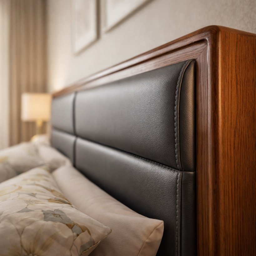 Arden Comfort Wooden Bed with Cushioned Panel Headboard