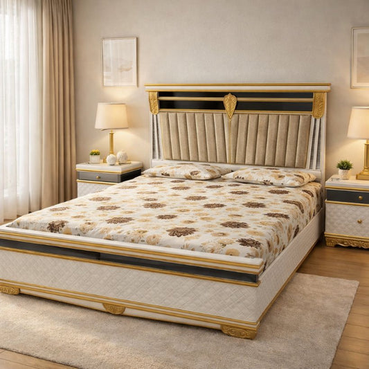 Regalia Luxe Upholstered Bed with Gold Accent Detailing