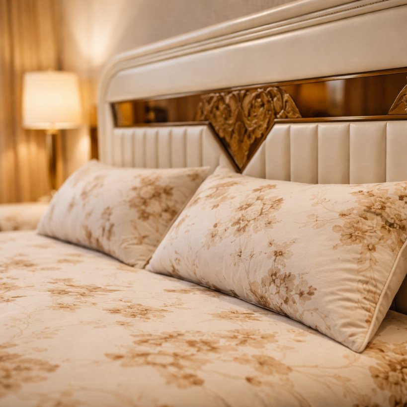Royal Aura Upholstered Bed with Mirror Accent Headboard