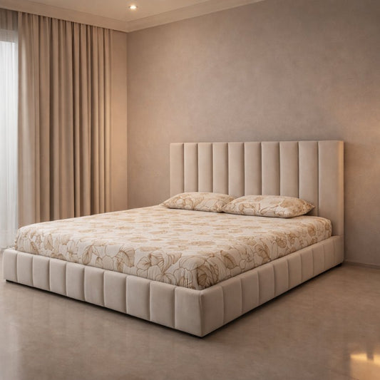 Sereno Plush Low-Profile Upholstered Bed with Vertical Panel Design