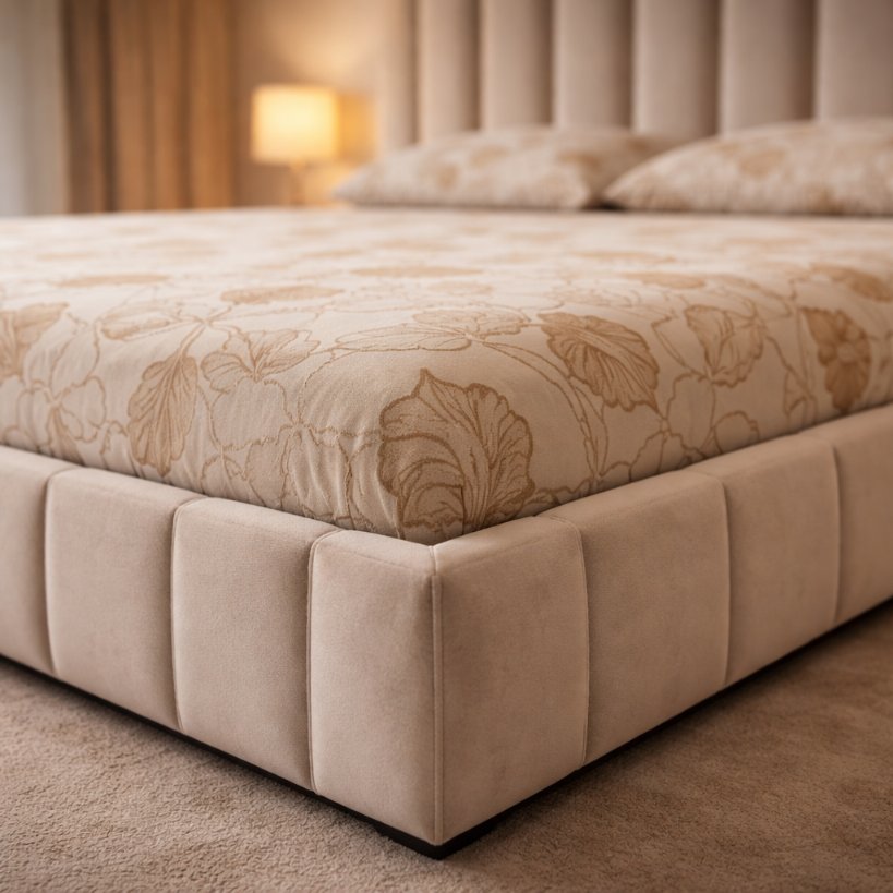 Sereno Plush Low-Profile Upholstered Bed with Vertical Panel Design