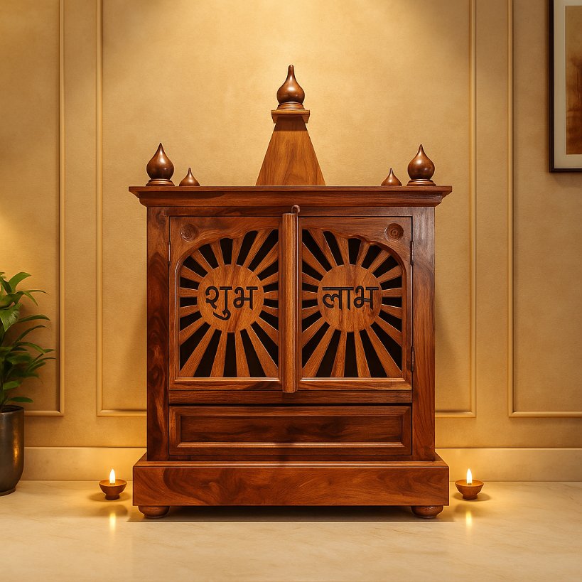 Aangan Sheesham Shubh–Laabh Closed Wooden Temple