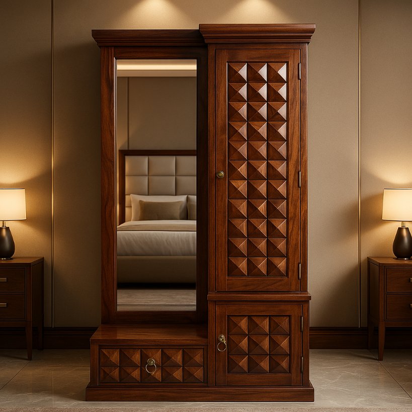 Aangan Premium Carved Dressing Wardrobe