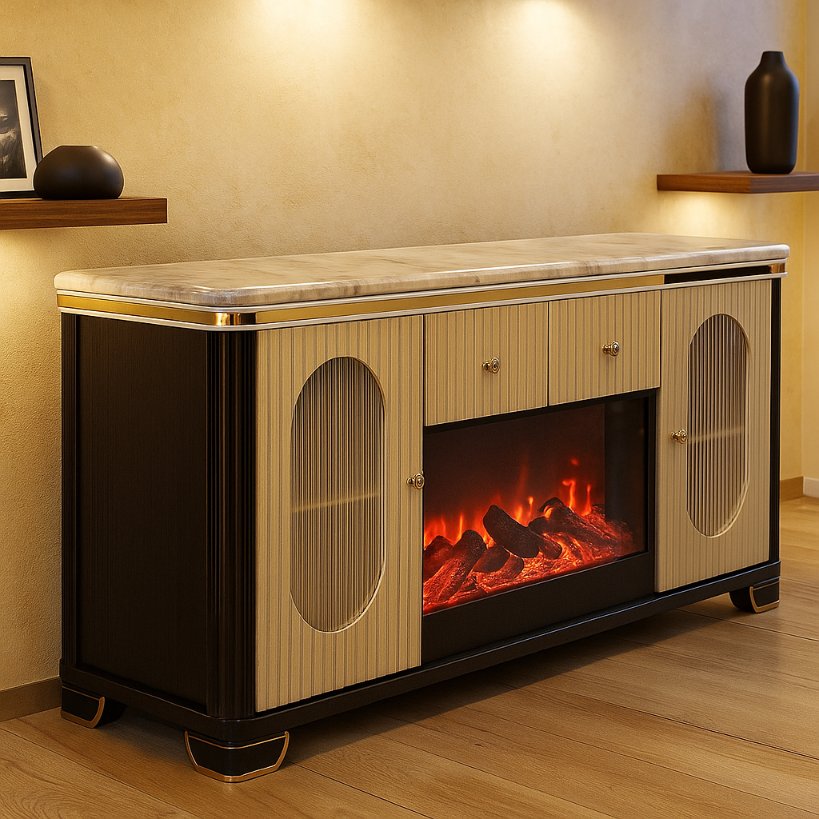 Aangan Luxury LED Fireplace TV Console