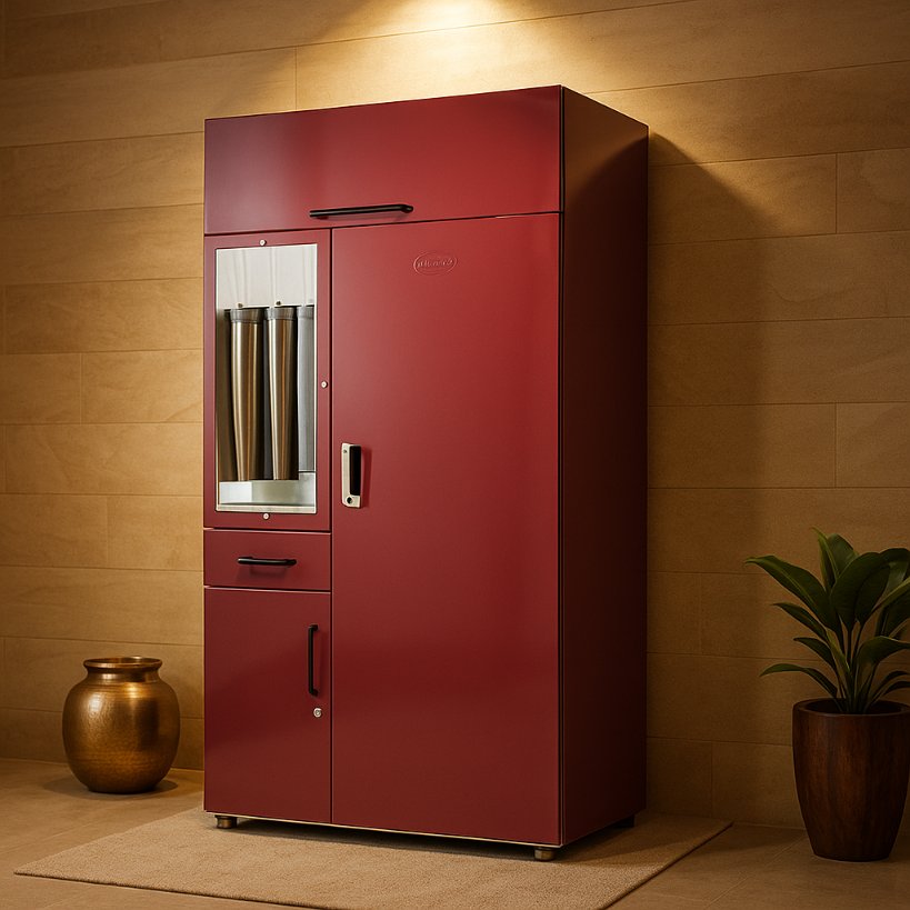 Premium Steel Wardrobe in Burgundy Finish