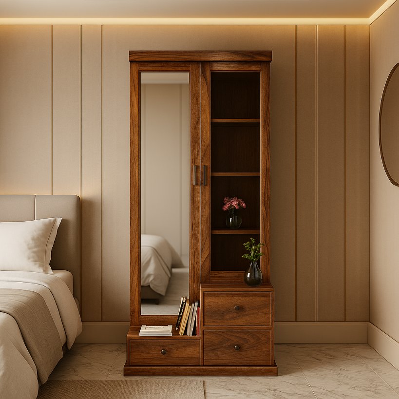 Aangan Premium Mirror Sliding Dressing Wardrobe