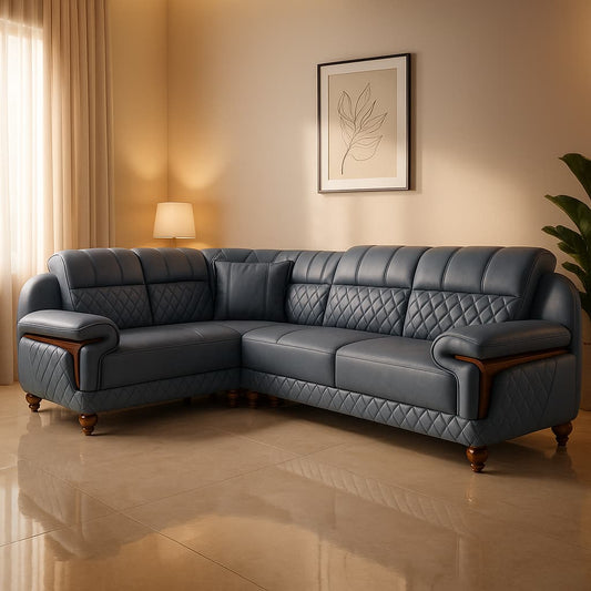 Aangan Oxford Elite 7-Seater LeatherTouch L-Shaped Sofa