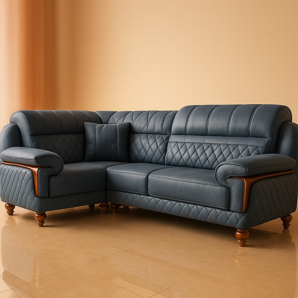 Aangan Oxford Elite 7-Seater LeatherTouch L-Shaped Sofa