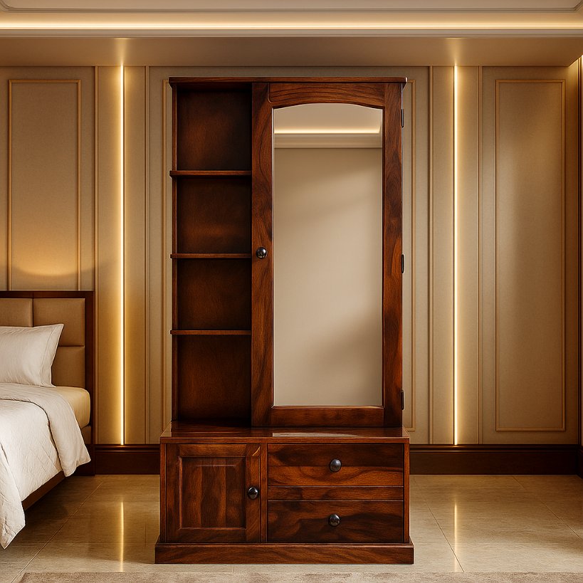 Aangan Classic Mirror Dressing Unit With Open Shelves