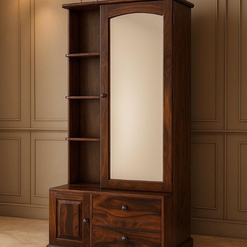 Aangan Classic Mirror Dressing Unit With Open Shelves