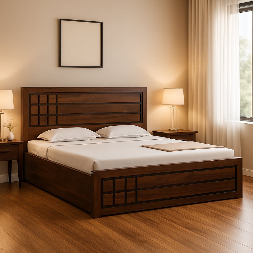 Aangan Royal Sheesham Panel Bed – King/Queen Size