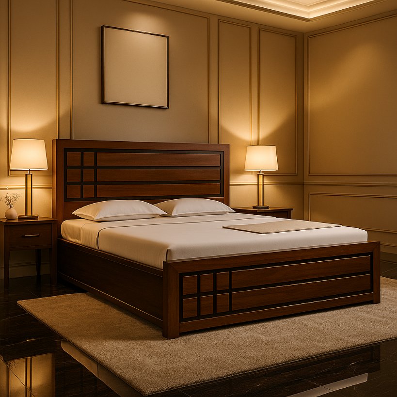 Aangan Royal Sheesham Panel Bed – King/Queen Size