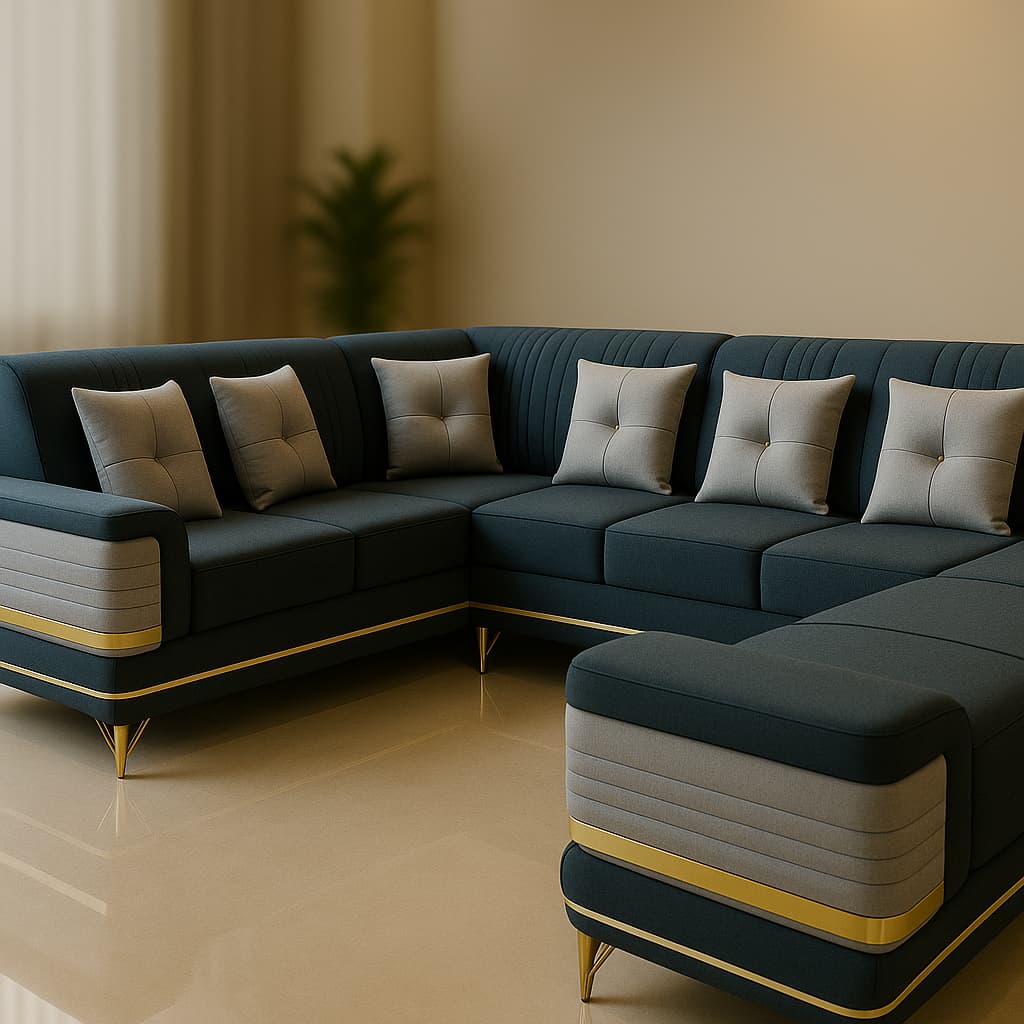 Aangan Monarch Noir 7-Seater Luxury Corner Sofa