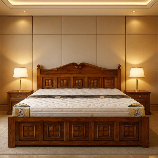 Aangan Royal Carved Sheesham Bed – King/Queen Size