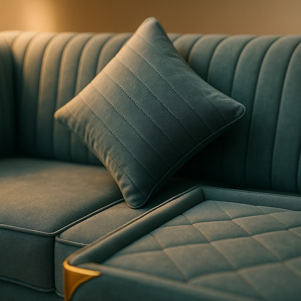 Aangan SkyLuxe 7-Seater Velvet L-Shaped Sofa Set