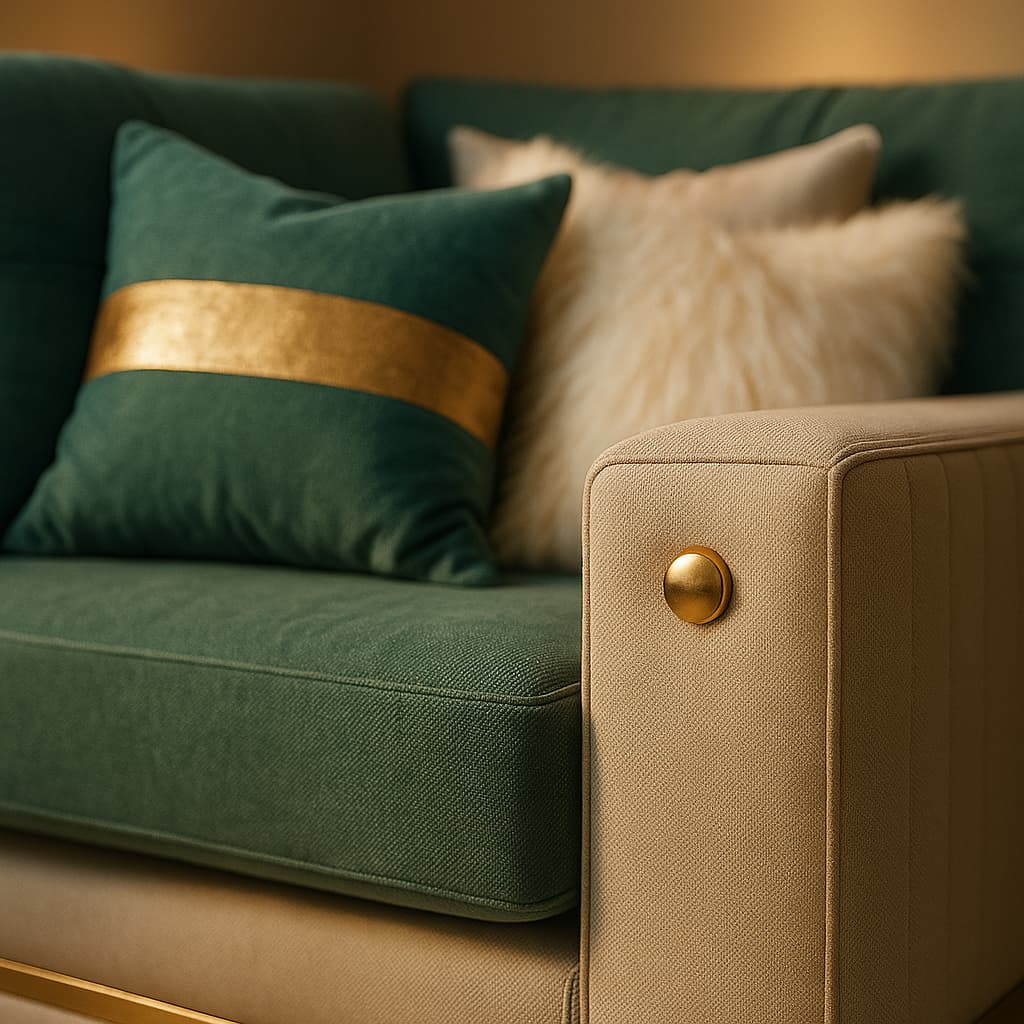 Aangan Teal Elegance 7-Seater Dual-Tone L-Shaped Sofa Set