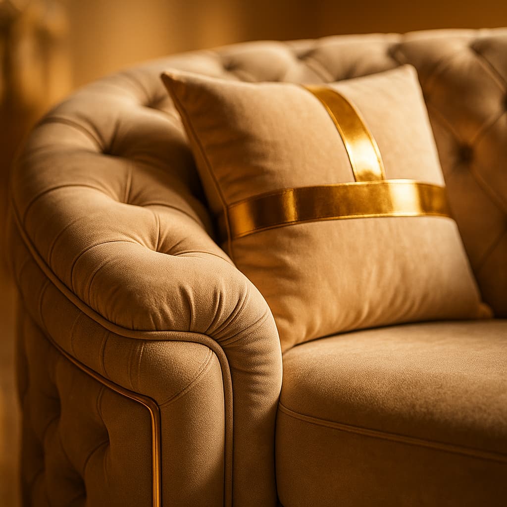 Aangan Majestic Beige 7-Seater Tufted Royal Sofa Set