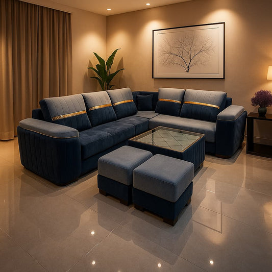 Aangan BlueFusion 7-Seater Premium Corner Sofa
