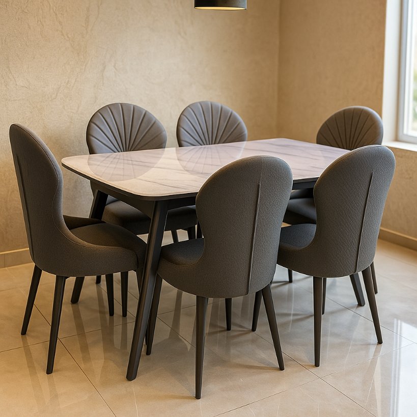 Aangan Shell-Back Luxury 8-Seater Dining Set