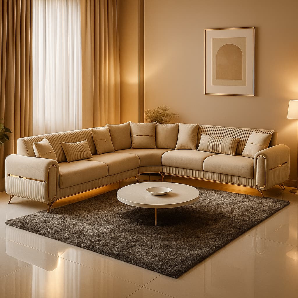 Aangan SoftAura 7-Seater Designer L-Shape Sofa