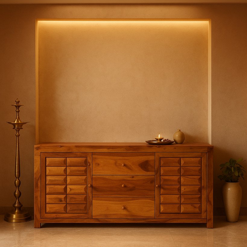 Aangan Carved Solid Wood Sideboard