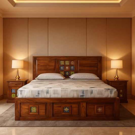 Aangan Sheesham Tile-Inlay Heritage Bed