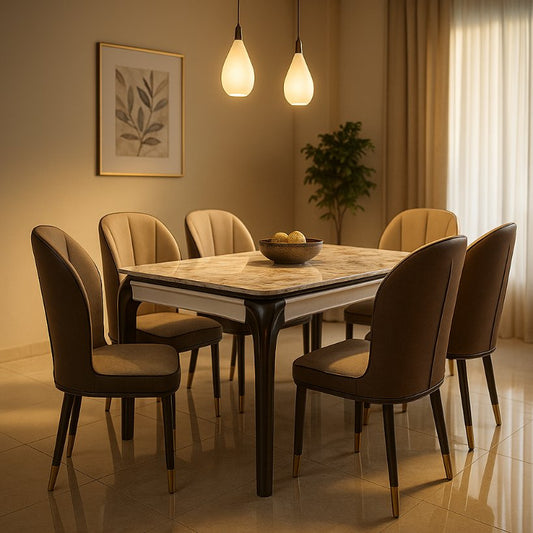 Aangan Premium Marble-Top Dining Set