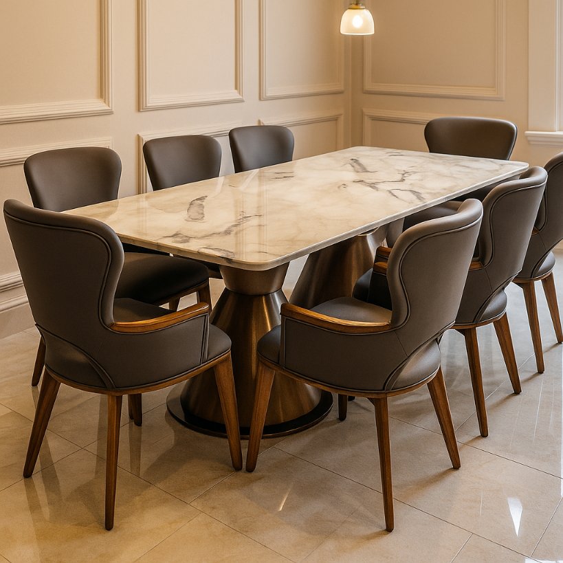 Aangan Premium Marble Dining Table – 6/8 Seater