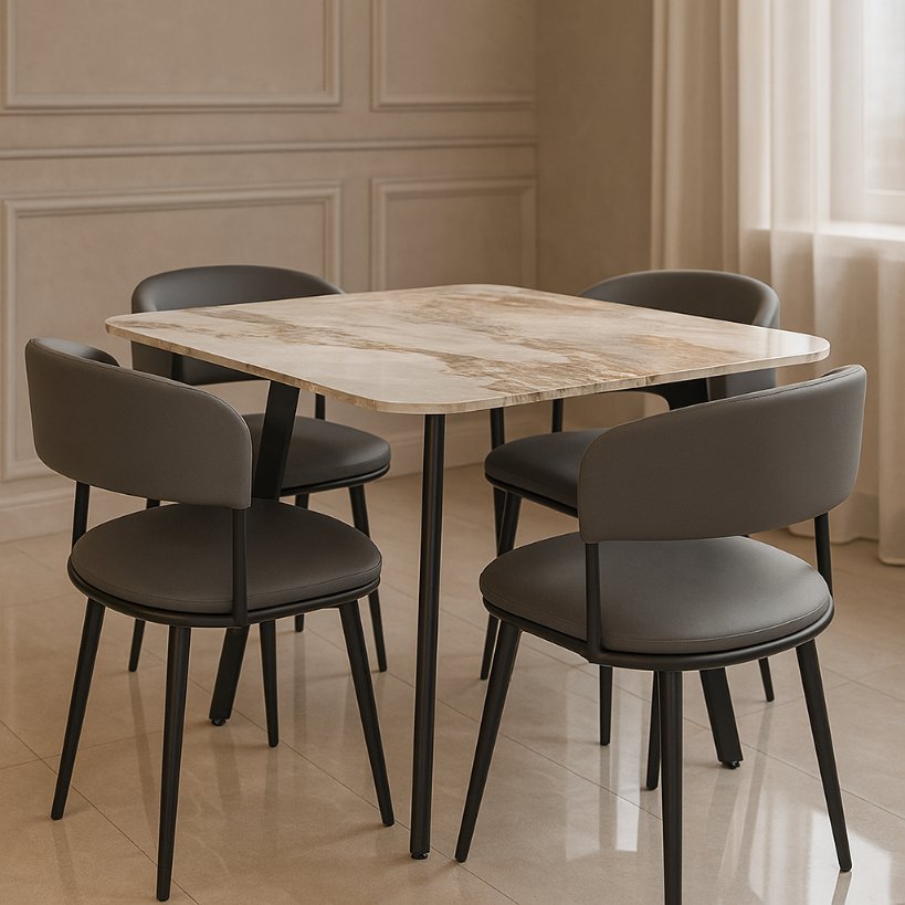 Aangan Compact Marble Dining Set – 4 Seater