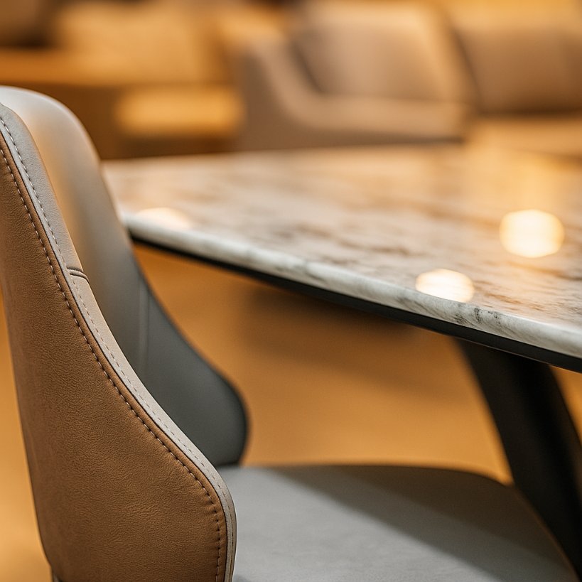 Aangan Modern Marble Dining Set – 6 Seater