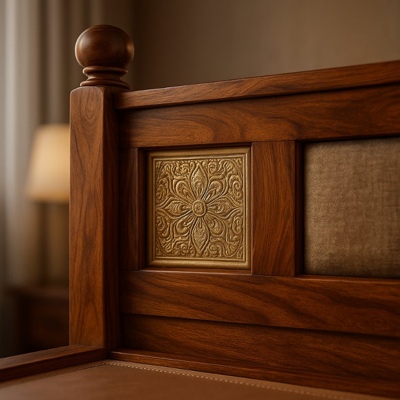 Aangan Royal Brass-Inlay Sheesham Bed