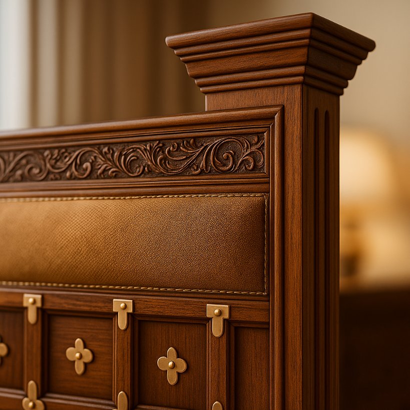 Aangan Royal Maharaja Brass-Studded Sheesham Bed