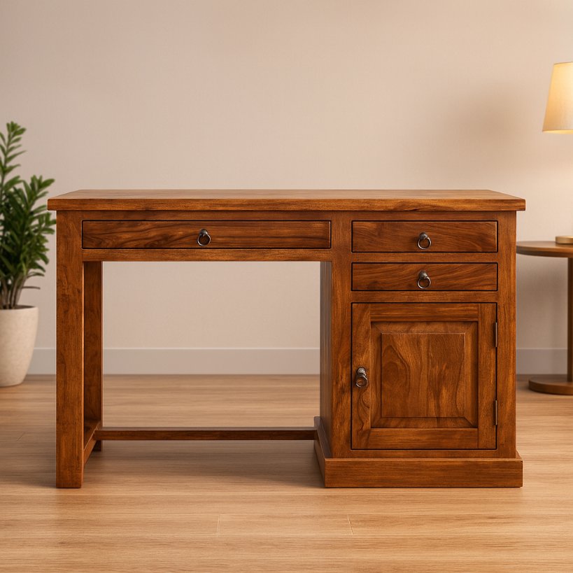 Executive Solid Wood Office Table with Storage
